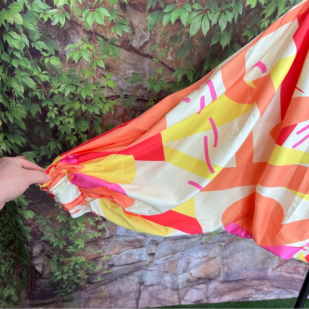 FANCY DREAM Oversized Multicolor Off the Shoulder Resort Blouse, S (Runs Large) - Picture 3 of 14